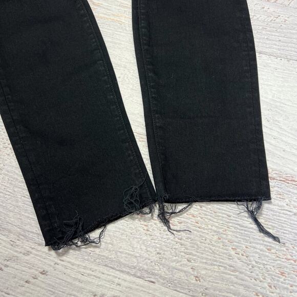 MOTHER Looker Ankle Fray Skinny Jeans SIZE 28 Guilty as Sin Black Distress Denim - Picture 7 of 15